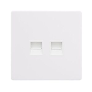 Click Scolmore - Click Definity Complete Twin Telephone Secondary Outlet Polar White Cover Plate Polar White Insert (SFPW126PW)