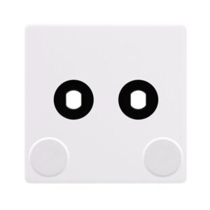 Click Scolmore - Click Definity Complete 2 Gang Unfurnished Dimmer Plate & Knobs Polar White (SFPW142PL)