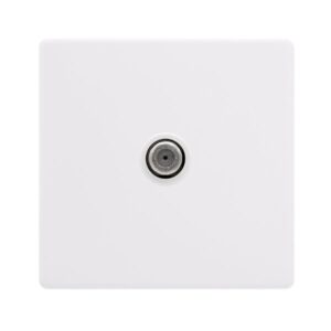 Click Scolmore - Click Definity Complete Non-Isolated Single Satellite Outlet Polar White Cover Plate Polar White Insert (SFPW156PW)