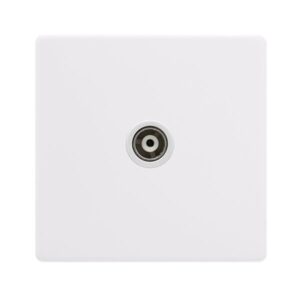 Click Scolmore - Click Definity Complete Single Isolated Coaxial Outlet Polar White Cover Plate Polar White Insert (SFPW158PW)