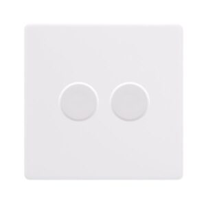 Click Scolmore - Click Definity Complete 2 Gang 2 Way 100W Dimmer Switch Polar White (SFPW162)