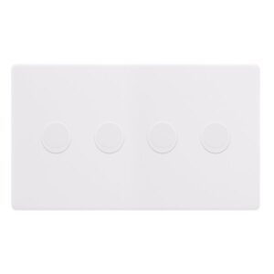 Click Scolmore - Click Definity Complete 4 Gang 2 Way 100W Dimmer Switch Polar White (SFPW164)