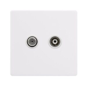 Click Scolmore - Click Definity Complete Non-Isolated Satellite & Non-Isolated Coaxial Outlet- Polar White Cover Plate Polar White Insert (SFPW170PW)