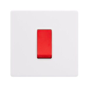 Click Scolmore - Click Definity Complete 50A 1 Gang Double Pole Switch Polar White Cover Plate Polar White Insert (SFPW200PW)