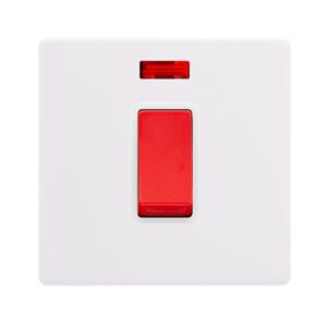 Click Scolmore - Click Definity Complete 50A 1 Gang Double Pole Switch With Neon Polar White Cover Plate Polar White Insert (SFPW201PW)