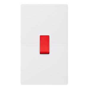 Click Scolmore - Click Definity Complete 50A 2 Gang Double Pole Switch Polar White Cover Plate Polar White Insert (SFPW202PW)