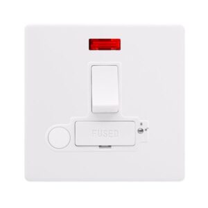 Click Scolmore - Click Definity Complete 13A Switched Lockable Connection Unit With Neon & Optional Flex Outlet Polar White Cover Plate Polar White Insert (SFPW252PW)