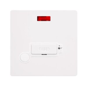 Click Scolmore - Click Definity Complete 13A Lockable Connection Unit With Neon & Optional Flex Outlet Polar White Cover Plate Polar White Insert (SFPW253PW)