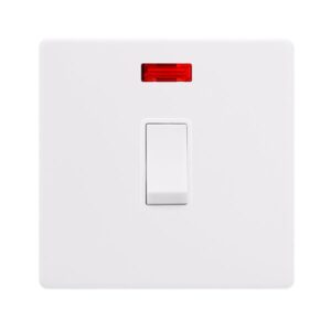 Click Scolmore - Click Definity Complete 20A Double Pole Switch With Neon Polar White Cover Plate Polar White Insert (SFPW623PW)
