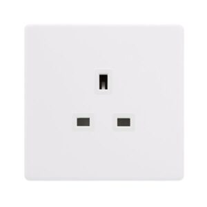 Click Scolmore - Click Definity Complete 13A 1 Gang Unswitched Socket Polar White Cover Plate Polar White Insert (SFPW630PW)