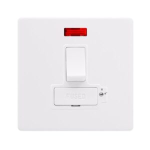Click Scolmore - Click Definity Complete 13A Lockable Switched Fused Connection Unit With Neon Polar White Cover Plate Polar White Insert (SFPW852PW)