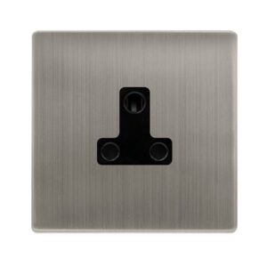 Click Scolmore - Click Definity Complete 5A Round Pin Socket Stainless Steel Cover Plate Black Insert (SFSS038BK)