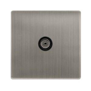 Click Scolmore - Click Definity Complete Single Non-Isolated Coaxial Outlet Stainless Steel Cover Plate Black Insert (SFSS065BK)