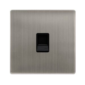 Click Scolmore - Click Definity Complete Single Rj11 (Irish/Us) Outlet Stainless Steel Cover Plate Black Insert (SFSS115BK)