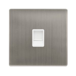Click Scolmore - Click Definity Complete Single Rj11 (Irish/Us) Outlet Stainless Steel Cover Plate Polar White Insert (SFSS115PW)