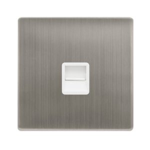 Click Scolmore - Click Definity Complete Single Telephone Master Outlet Stainless Steel Cover Plate Polar White Insert (SFSS120PW)