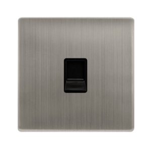 Click Scolmore - Click Definity Complete Single Telephone Secondary Outlet Stainless Steel Cover Plate Black Insert (SFSS125BK)