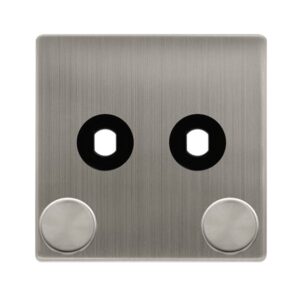 Click Scolmore - Click Definity Complete 2 Gang Unfurnished Dimmer Plate & Knobs Stainless Steel (SFSS142PL)