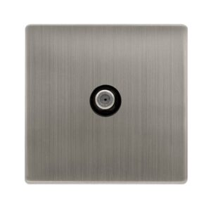 Click Scolmore - Click Definity Complete Non-Isolated Single Satellite Outlet Stainless Steel Cover Plate Black Insert (SFSS156BK)