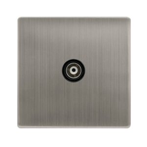 Click Scolmore - Click Definity Complete Single Isolated Coaxial Outlet Stainless Steel Cover Plate Black Insert (SFSS158BK)