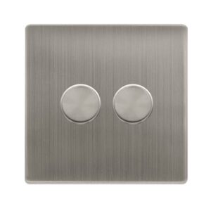 Click Scolmore - Click Definity Complete 2 Gang 2 Way 100W Dimmer Switch Stainless Steel (SFSS162)