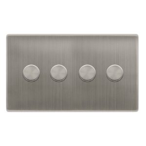 Click Scolmore - Click Definity Complete 4 Gang 2 Way 100W Dimmer Switch Stainless Steel (SFSS164)