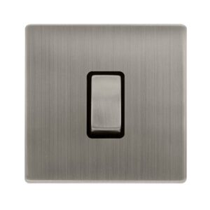 Click Scolmore - Click Definity Complete 10Ax Ingot 1 Gang 2 Way Switch Stainless Steel Cover Plate Black Insert (SFSS411BK)