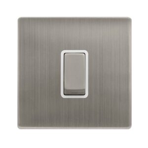 Click Scolmore - Click Definity Complete 10Ax Ingot 1 Gang 2 Way Switch Stainless Steel Cover Plate Polar White Insert (SFSS411PW)