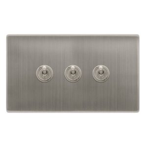 Click Scolmore - Click Definity Complete 10Ax 3 Gang 2 Way Toggle Switch Stainless Steel (SFSS423)