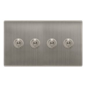 Click Scolmore - Click Definity Complete 10Ax 4 Gang 2 Way Toggle Switch Stainless Steel (SFSS424)