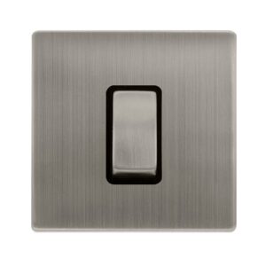 Click Scolmore - Click Definity Complete 50A Ingot 1 Gang Double Pole Switch Stainless Steel Cover Plate Black Insert (SFSS500BK)