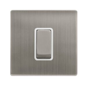 Click Scolmore - Click Definity Complete 50A Ingot 1 Gang Double Pole Switch Stainless Steel Cover Plate Polar White Insert (SFSS500PW)