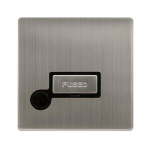 Click Scolmore - Click Definity Complete 13A Ingot Fused Connection Unit With Optional Flex Outlet Stainless Steel Cover Plate Black Insert (SFSS550BK)