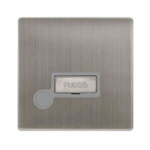 Click Scolmore - Click Definity Complete 13A Ingot Fused Connection Unit With Optional Flex Outlet Stainless Steel Cover Plate Grey Insert (SFSS550GY)