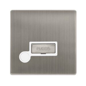 Click Scolmore - Click Definity Complete 13A Ingot Fused Connection Unit With Optional Flex Outlet Stainless Steel Cover Plate Polar White Insert (SFSS550PW)