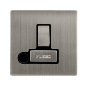 Click Scolmore - Click Definity Complete 13A Ingot Switched Fused Connection Unit With Optional Flex Outlet Stainless Steel Cover Plate Black Insert (SFSS551BK)