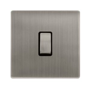 Click Definity Complete 20A Ingot Double Pole Switch Stainless Steel Cover Plate Black Insert