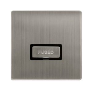 Click Definity Complete 13A Ingot Fused Connection Unit Stainless Steel Cover Plate Black Insert