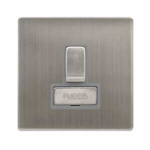 Click Definity Complete 13A Ingot Switched Fused Connection Unit Stainless Steel Cover Plate Grey Insert