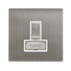 Click Definity Complete 13A Ingot Switched Fused Connection Unit Stainless Steel Cover Plate Polar White Insert