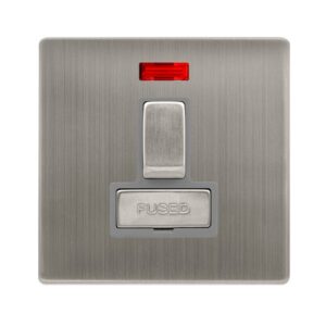 Click Definity Complete 13A Ingot Switched Fused Connection Unit With Neon Stainless Steel Cover Plate Grey Insert