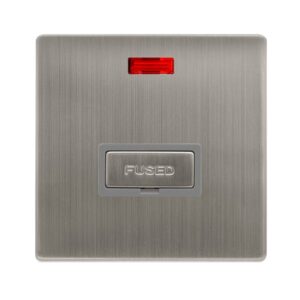 Click Definity Complete 13A Ingot Fused Connection Unit With Neon Stainless Steel Cover Plate Grey Insert
