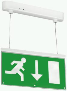 Eterna LED EMERGENCY Hanging Exit Sign Light With Signs Directive Down Arrow Legend