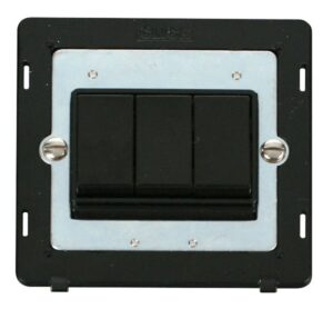 Click Scolmore - Click Definity 10Ax 3 Gang 2 Way Switch Insert Black (SIN013BK)