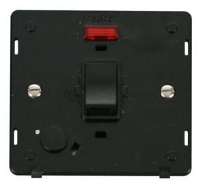 Click Scolmore - Click Definity 20A Dp Switch With Flex Outlet & Neon Insert Black (SIN023BK)