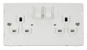 Click Scolmore - Click Definity 2 Gang 13A Dp Switched Socket Insert White (SIN036PW)