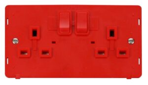 Click Scolmore - Click Definity 2 Gang 13A Dp Switched Socket Insert Red (SIN036RD)