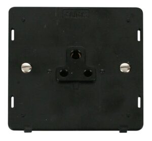 Click Scolmore - Click Definity 1 Gang 2A Round Pin Socket Outlet Insert Black (SIN039BK)