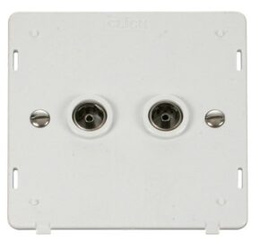 Click Scolmore - Click Definity Twin Coaxial Socket Insert White (SIN066PW)