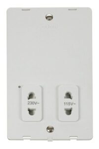 Click Scolmore - Click Definity 115V/230V Dual Voltage Shaver Socket Outlet Insert White (SIN100PW)